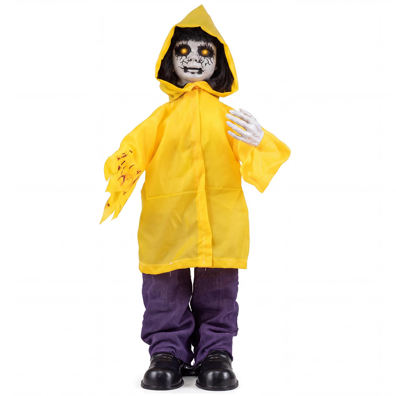 Tangkula Halloween Animated Life Size Scary Boy with Light Up Eyes